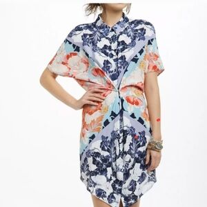 Maeve By Anthropologie Hibiscus Bloom Shirt dress Small P